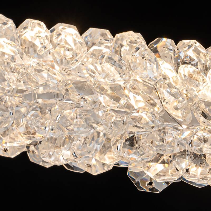 Modern Gold Crystal LED Chandelier, Dimmable Ring Light