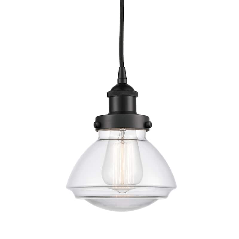 Innovations Lighting 616-1PH-9-7 Olean Pendant Olean 7" Wide Mini - Matte Black / Clear