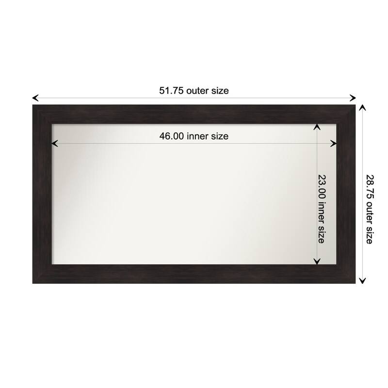 Furniture Espresso Framed Non-Beveled Custom Wall Mirror, Bathroom Vanity Mirror - Outer Size: 51.75 x 28.75