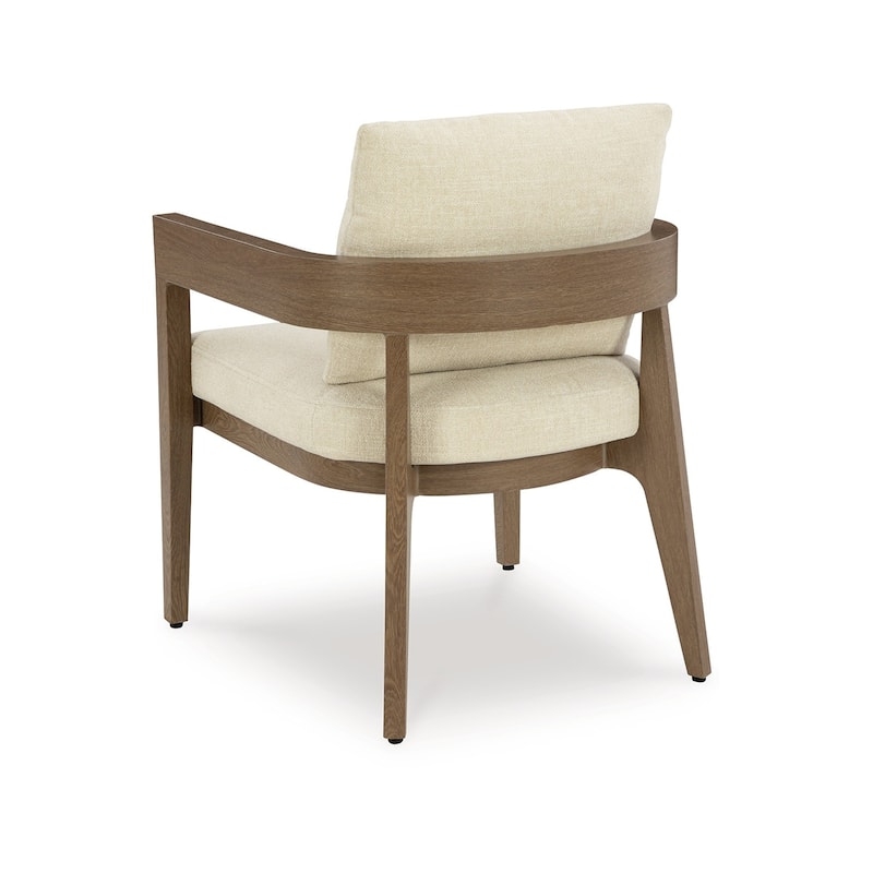 Baily Outdoor Armchair Set of 2, Cream White Fabric, Brown Metal