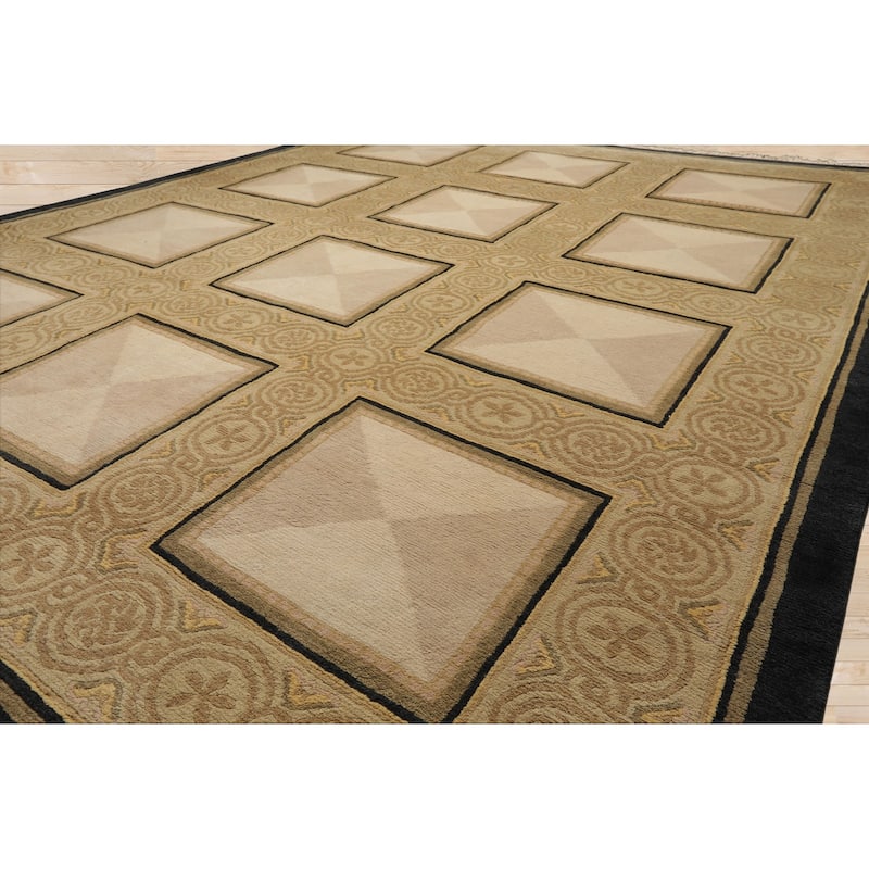 8x10 Hand Knotted Wool Ivory Tibetan Plush Pile French design Rug - 8' x 10'