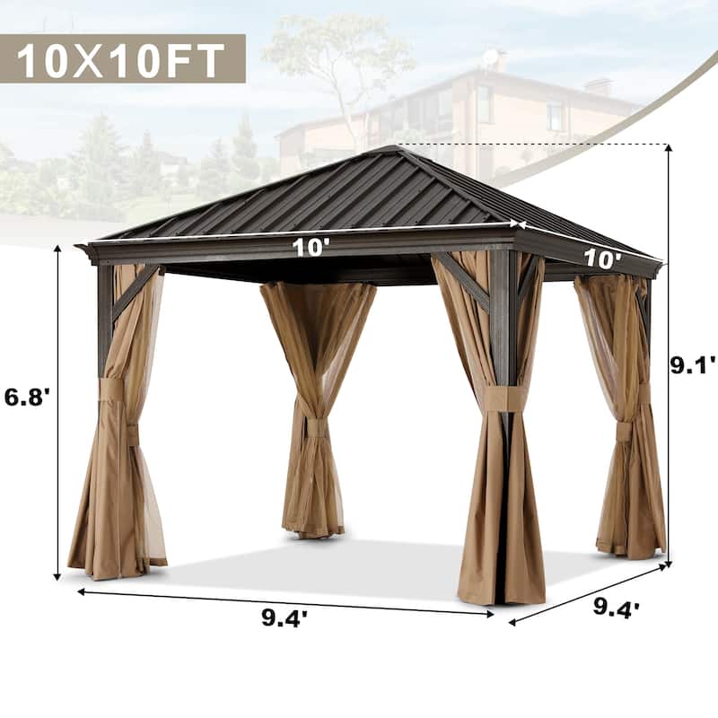 ABCCANOPY Outdoor Hardtop Gazebo with Galvanized Steel Double Roof