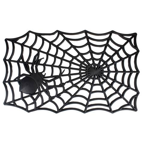 Black Spider Web Rectangular Halloween Doormat 18" x 30"