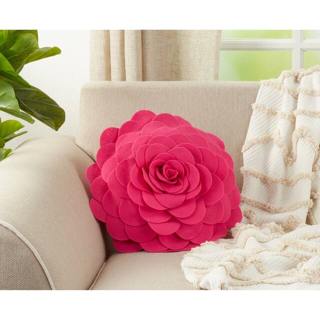 Elegant Textured Colorful Decorative Flower Throw Pillow