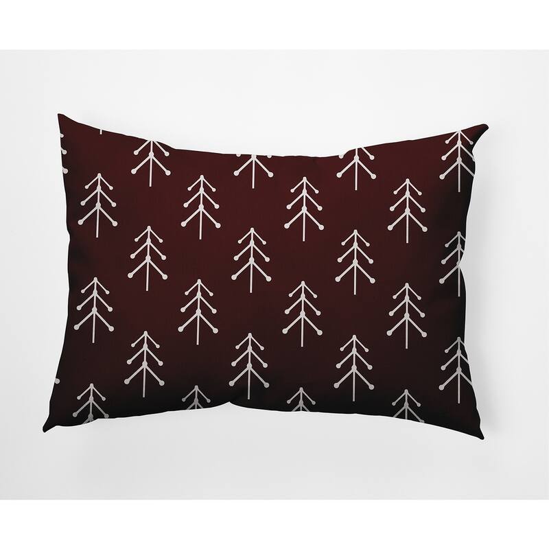 Patterned Trees Winter Soft Spun Polyester Decorative Throw Pillow - Specialty - Christmas Burgandy