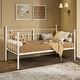 preview thumbnail 8 of 34, VECELO Roman Column Daybed 79" Iron Frame Space Saving Daybed Set with Rolling Trundle for Guest Teen Room Black or White Daybed - White