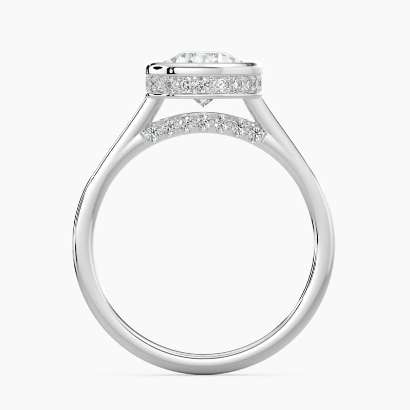 Auriya 14k Gold Lab Grown Pear Diamond Bezel Unique Hidden Halo Engagement Ring 1.00 to 5.00 ct. tw. (F-G, VS)
