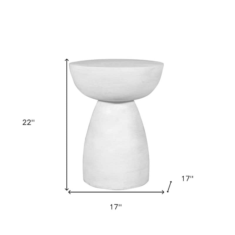 White Solid Wood Round End Table with Pedestal Base and Rustic Finish - 17” x 17” x 22” (D x W x H)