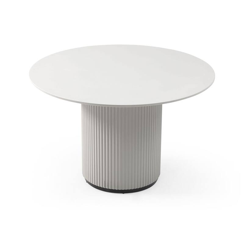 Modern Black Gray 4-6 People Round Dining Table with Roman Columns for Dining Room