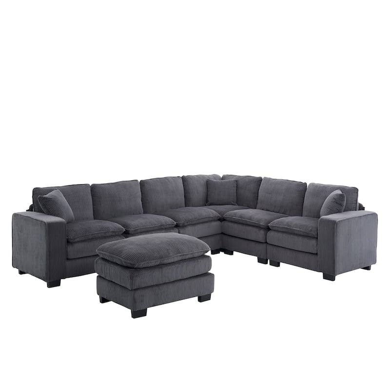 118.1'' Luxurious U-Shaped 6-Seat Sofa with Ottoman