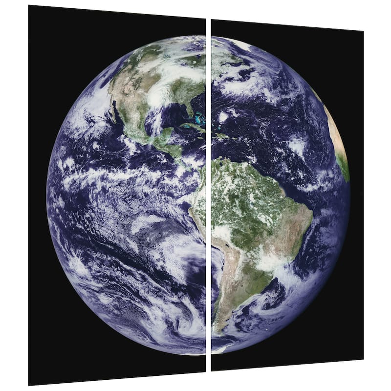 "Terra" Oversized 72"x 36" Frameless Free-Floating Reverse Printed Tempered Art Glass Panels Set