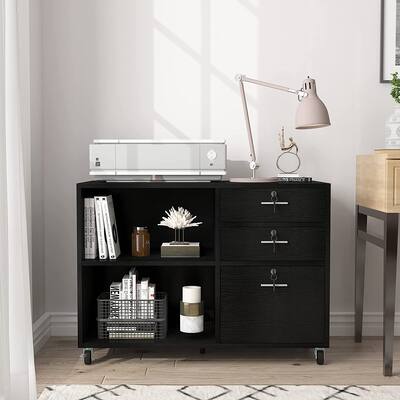 Morin 3 Drawer Mobile Lateral File Cabinet with Lock and Storage Shelves