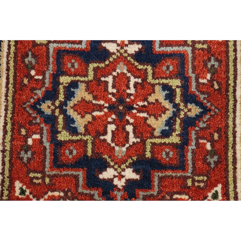 Hand Knotted Oriental 100% Wool Carpet Traditional Medallion Oranges & Rust Heriz (serapi) Area Rug - 3' 0'' X 2' 0''