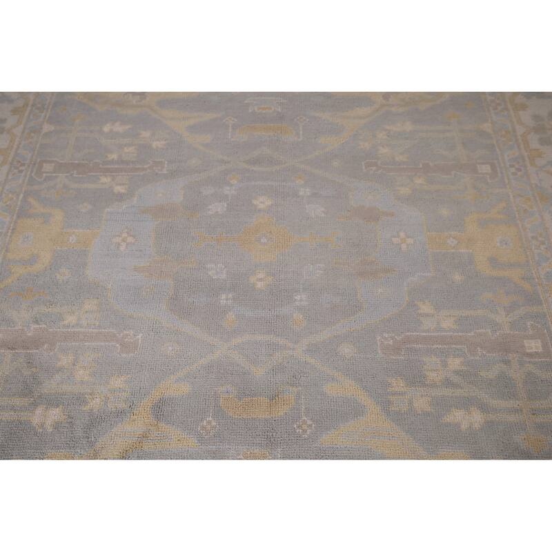 Gray Oushak Indian Area Rug Handmade Wool Carpet - 8'0"x 9'7"