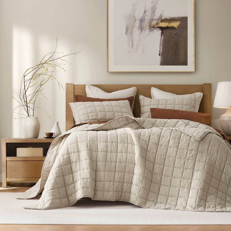 Harbor House French Flax Linen Garment Washed Quilt Set