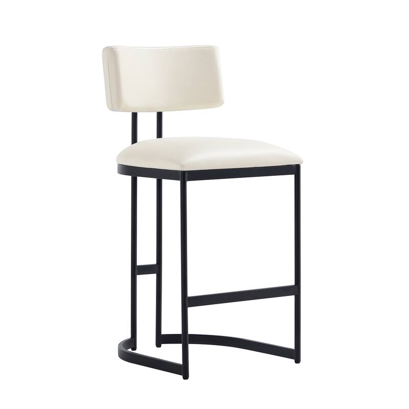 Manhattan Comfort Juno Metal Vegan Leather Counter Stool - Ivory