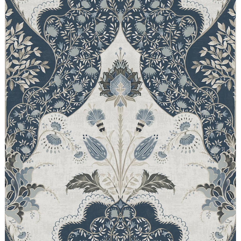 A-Street Prints Auden Dark Blue Floral Grandeur Wallpaper