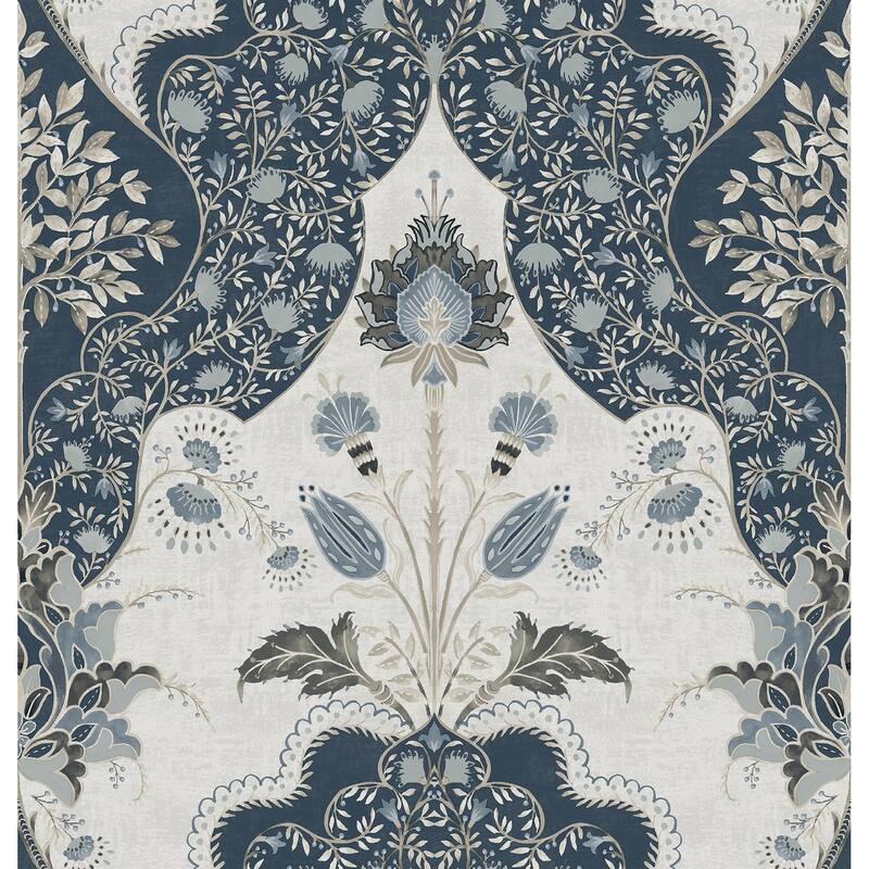 A-Street Prints Auden Dark Blue Floral Grandeur Wallpaper