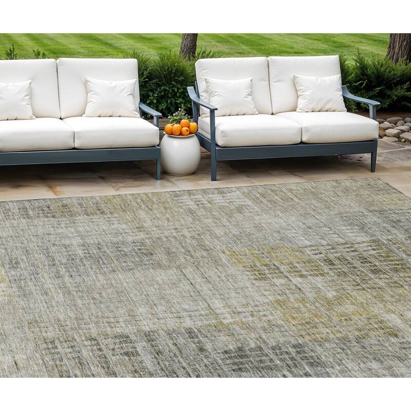 HomeRoots Abstract Transitional Rectangle Outdoor Rug - 9' X 12'