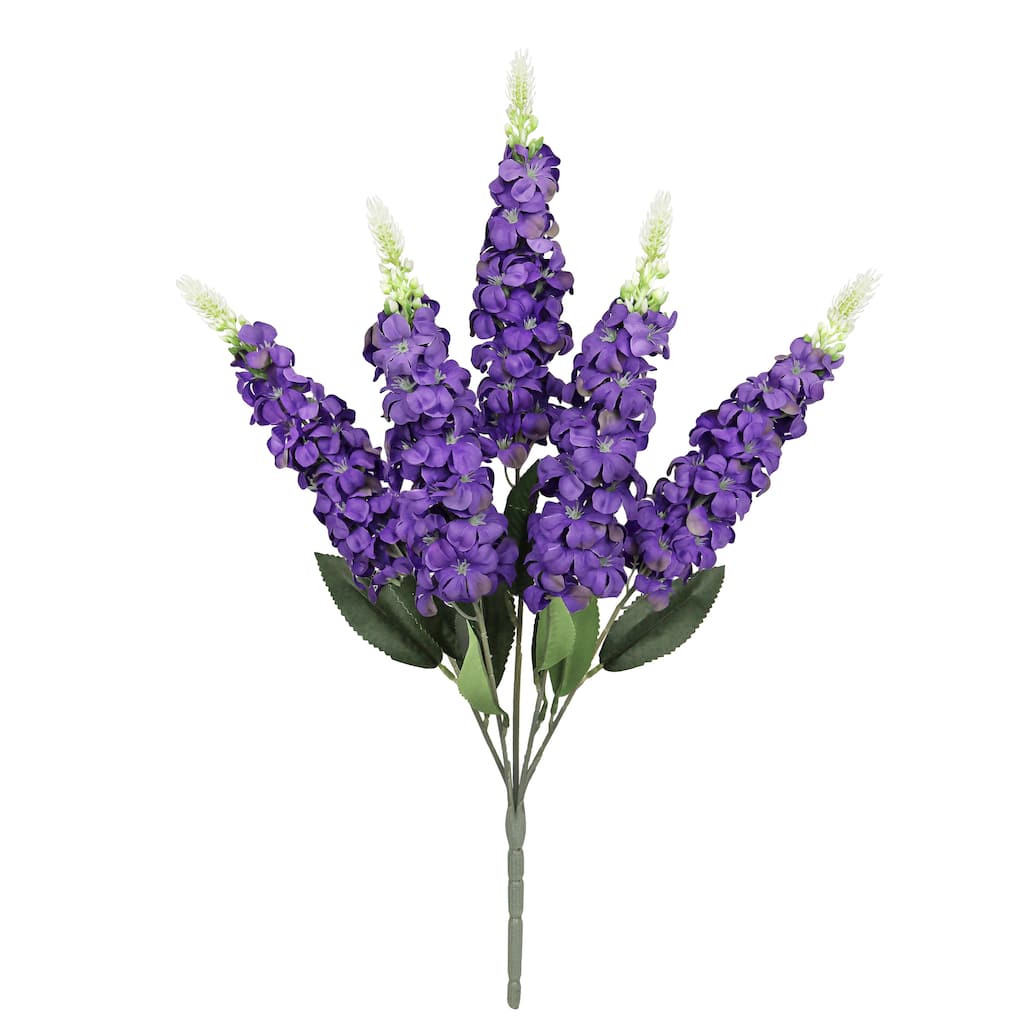 Set of 2 Purple Artificial Larkspur Flower Stem Bush Bouquet 23in - 23" L x 8" W x 8" DP