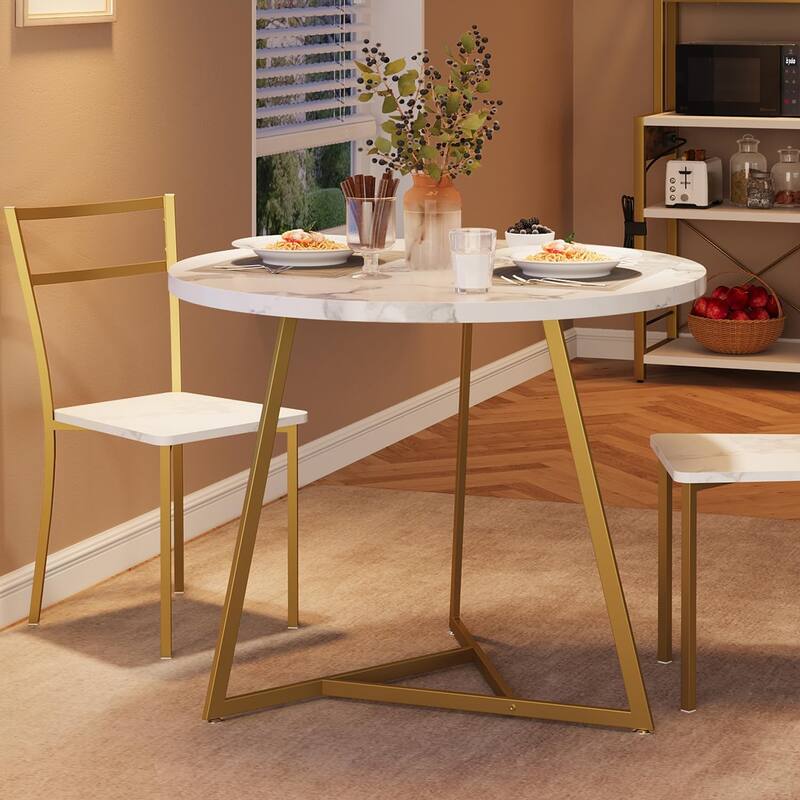Dining Table Set for 2 with Upholstered Chairs, Kitchen Table and Chairs for 2, 3 Piece Dining Room Table Set - White