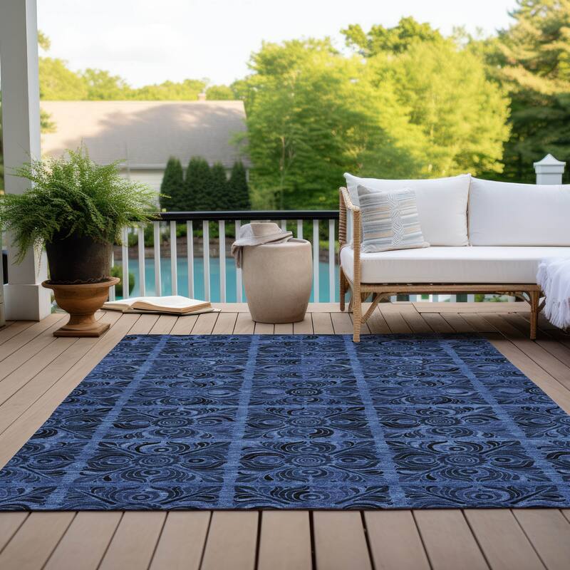 Machine Washable Indoor/ Outdoor Chantille Mosic Rug