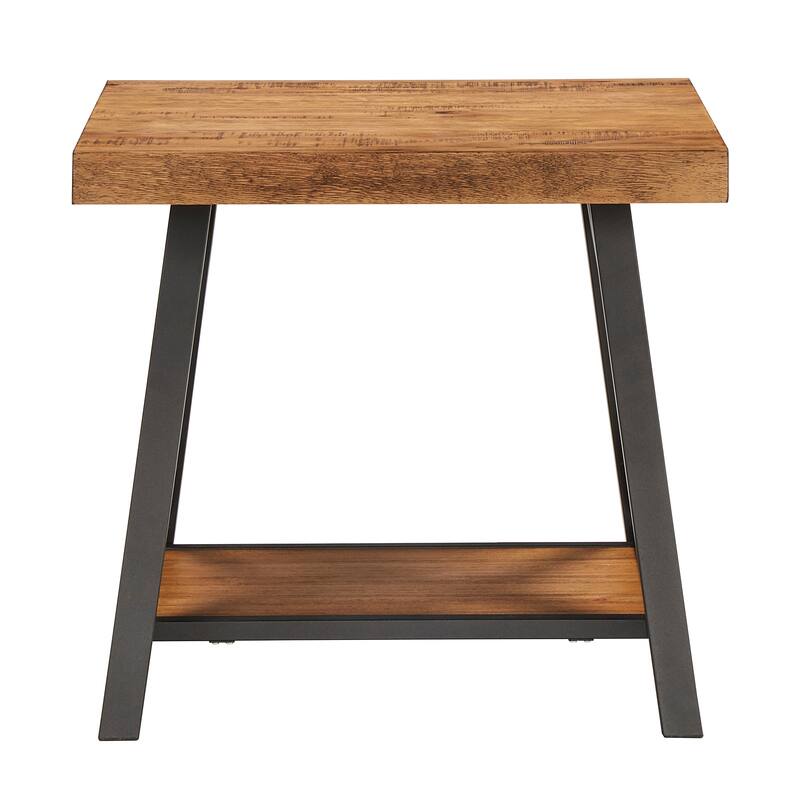 Bryson Rustic X-Base End Table with Shelf by iNSPIRE Q Classic