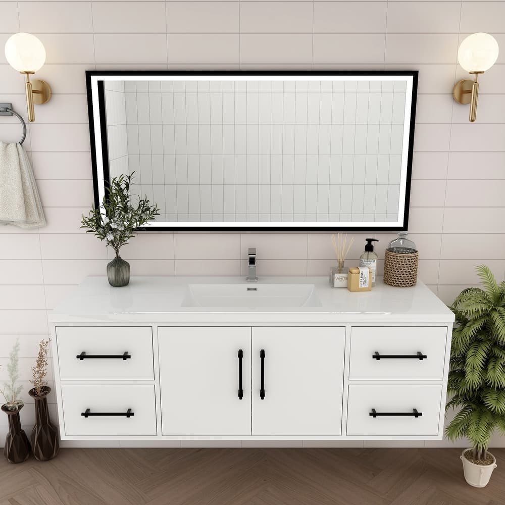 Victoria 60'' Wall-mounted Vanity with Single Reinforced Acrylic Sink - 59.5