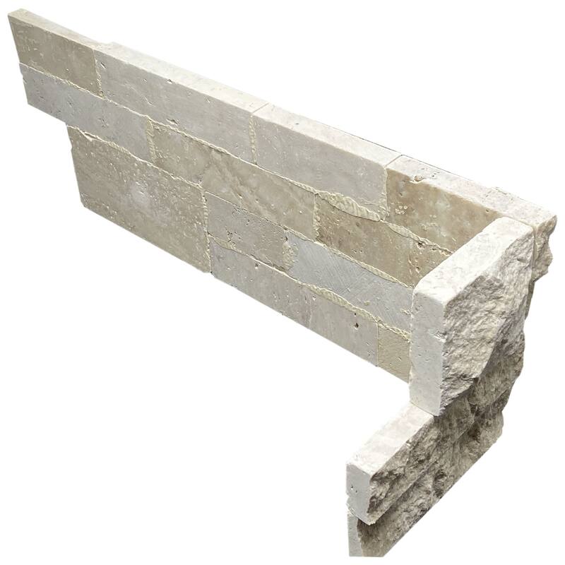 Renata Travertine 6" x 24" Split Face Ledger Corner