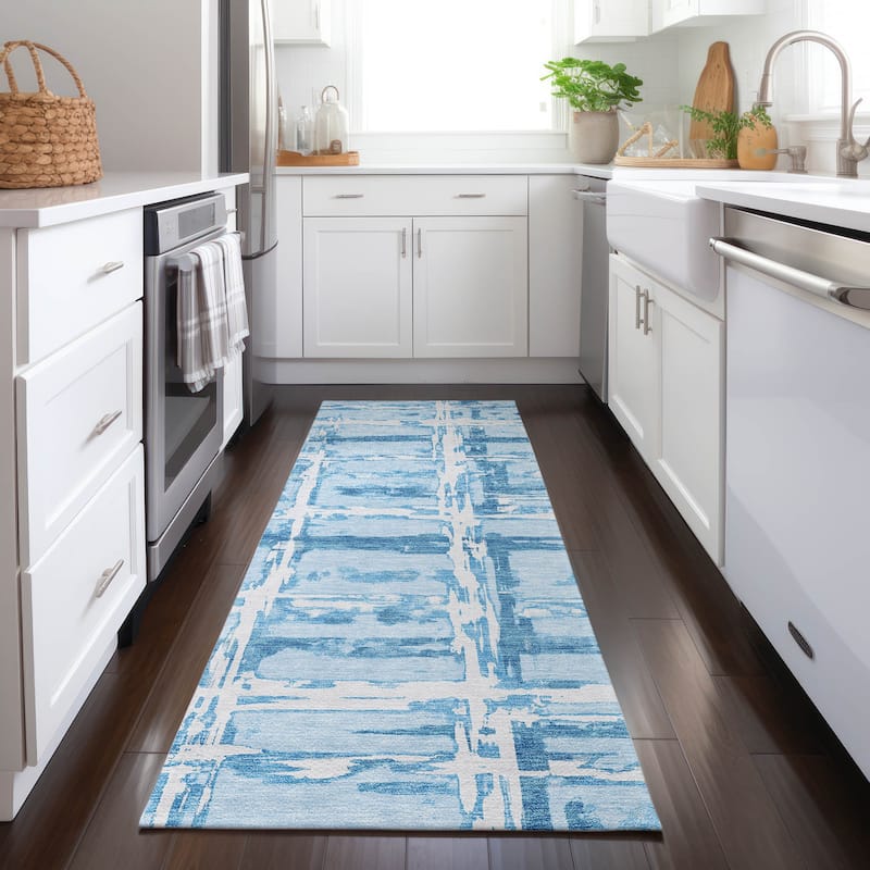Machine Washable Indoor/ Outdoor Chantille Abstract Contemporary Rug