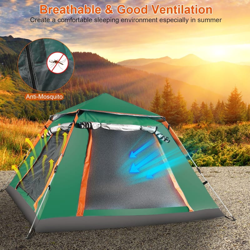 4-5 Person Pop-Up Camping Tent Instant Setup Waterproof Windproof - 84.65x84.65x53.54in