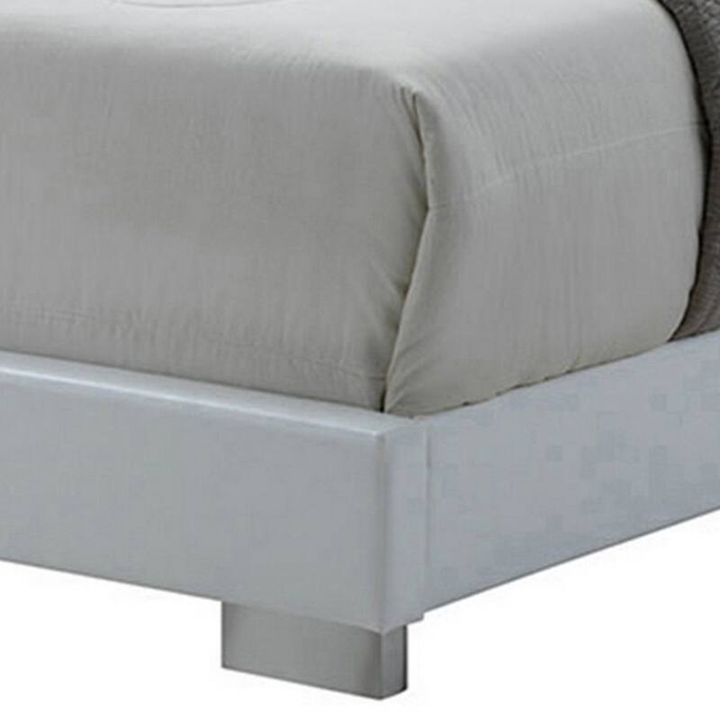 Sok California King Panel Bed, LED Headboard, Low Profile Footboard, White