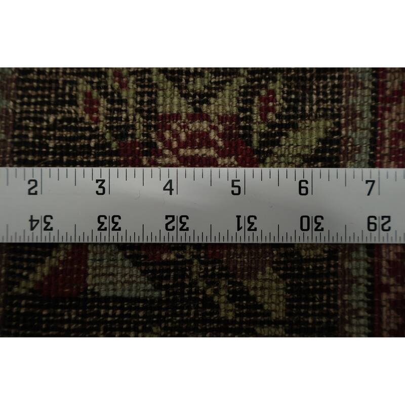 Hand Knotted Oriental 100% Wool Carpet Traditional Floral Black Karabagh Runner Rug - 17' 11'' X 3' 5''