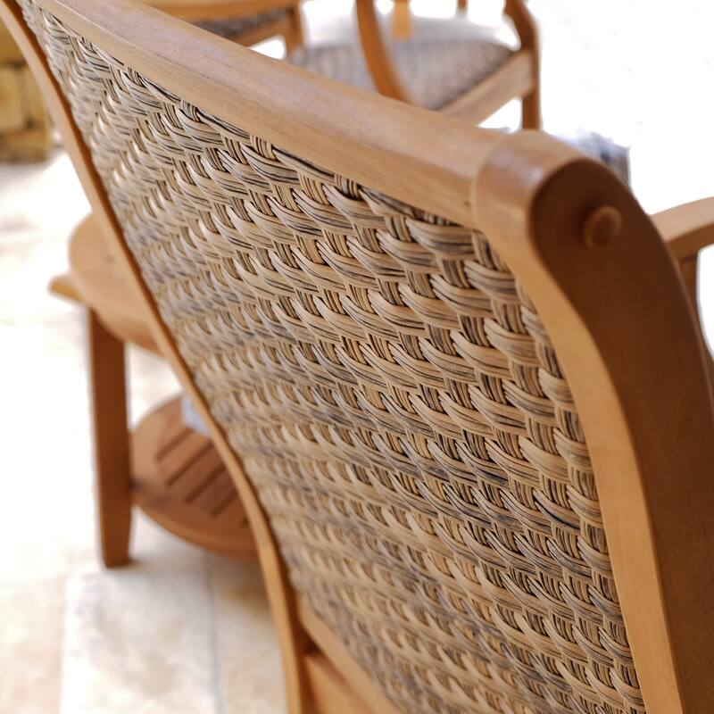 Cambridge Casual Camden Solid Teak Outdoor Rocking Chair with Padded Woven Seat