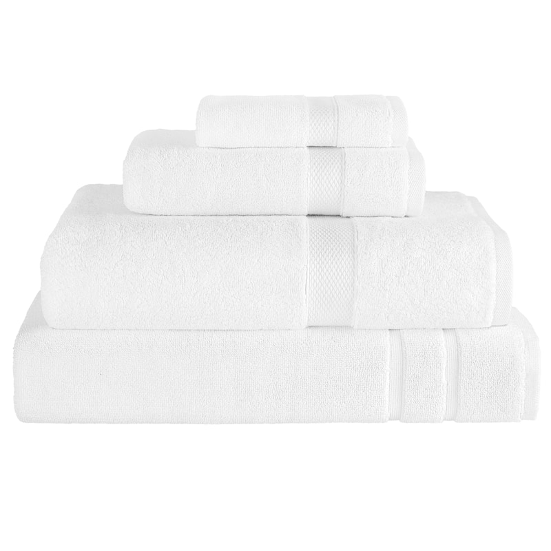 Authentic Hotel and Spa Turkish Cotton Anovia Towel Set - With Oversized Bath Towel, Hand Towel, Washcloth, and Bathmat - 4 Piece Set