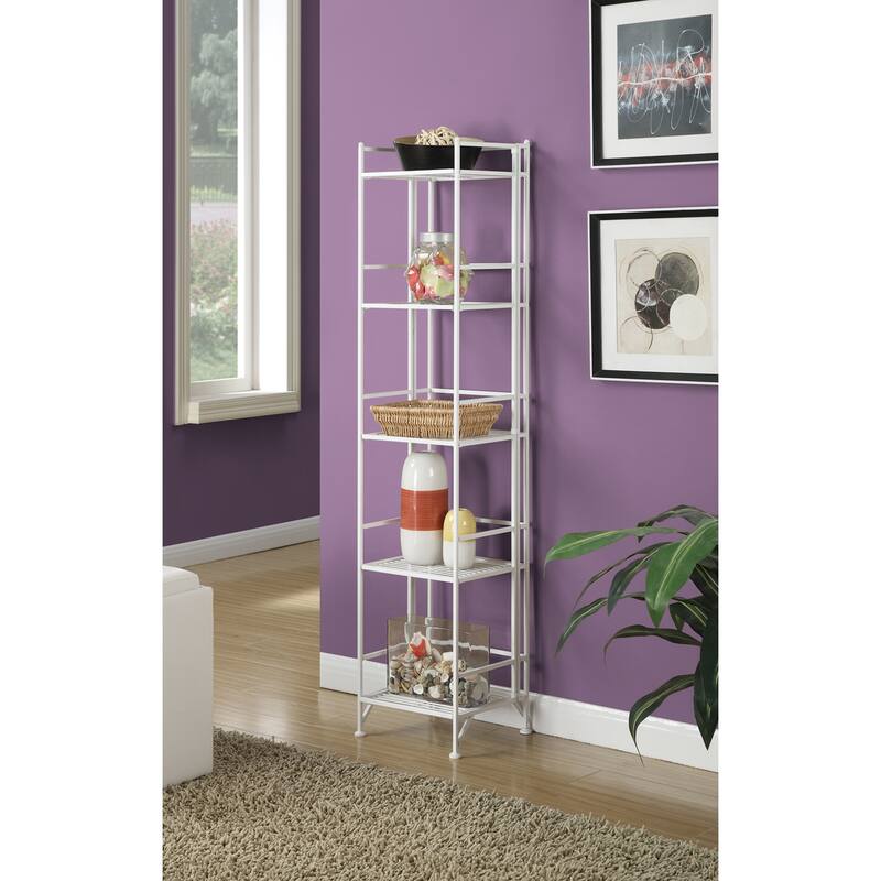 Convenience Concepts Xtra Storage 5 Tier Folding Metal Shelf - White