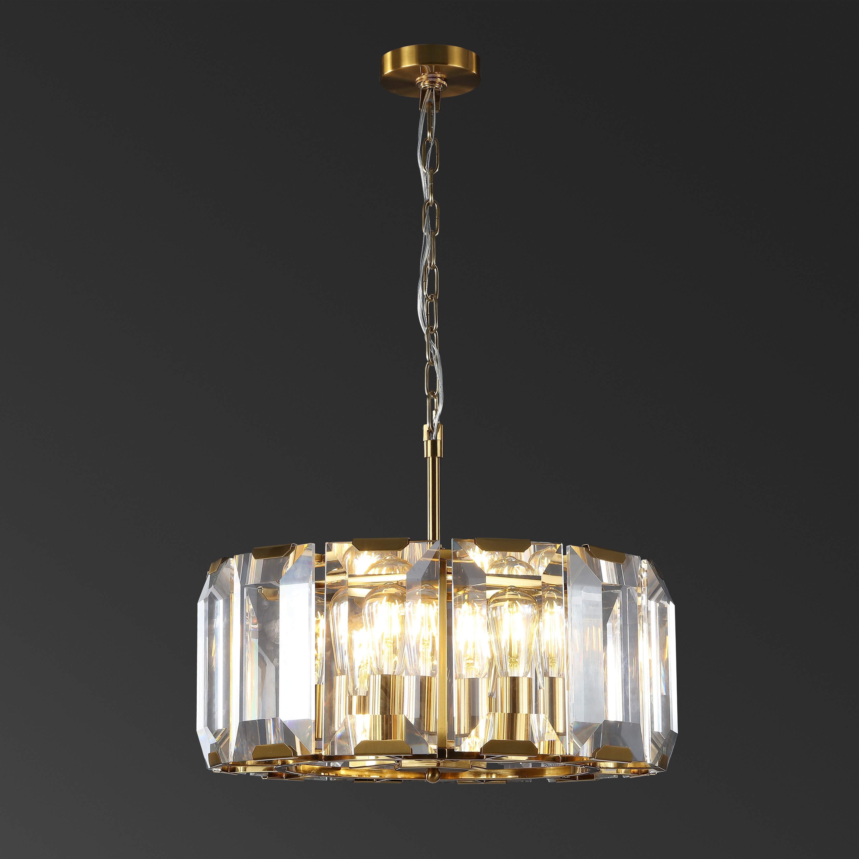 SAFAVIEH Couture Symone Glass Chandelier - 20 IN W x 20 IN D x 18-66 IN H