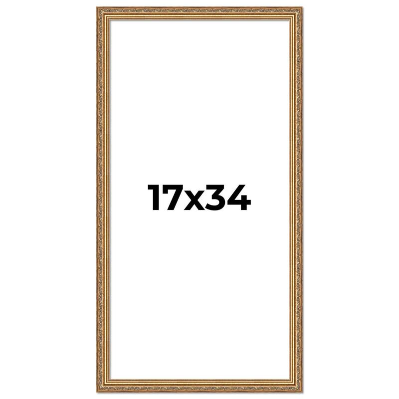 17x34 Frame Red Solid Wood Picture Frame Width 1.75 Inches | Interior Frame Depth 1 13/16 Inches