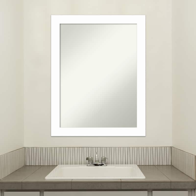 Basic Narrow Non-Beveled Wood Framed Bathroom Vanity Wall Mirror