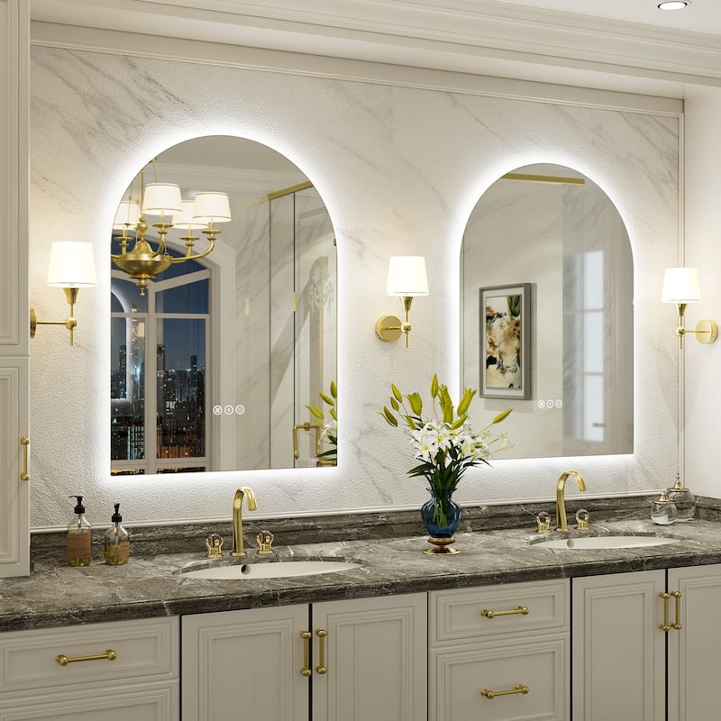 UL Certified Arched LED Anti-fog Tempered Glass Wall Bathroom Vanity Mirror