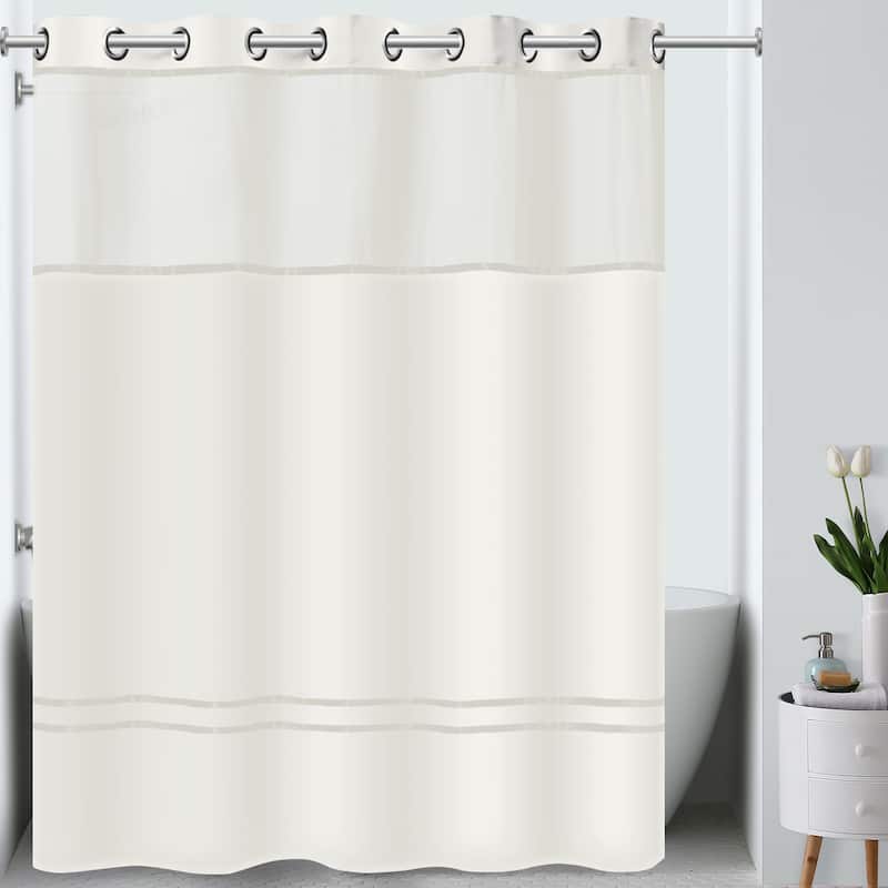 Hookless Escape 3in1 Shower Curtain with Sheer Top Window, Flexon