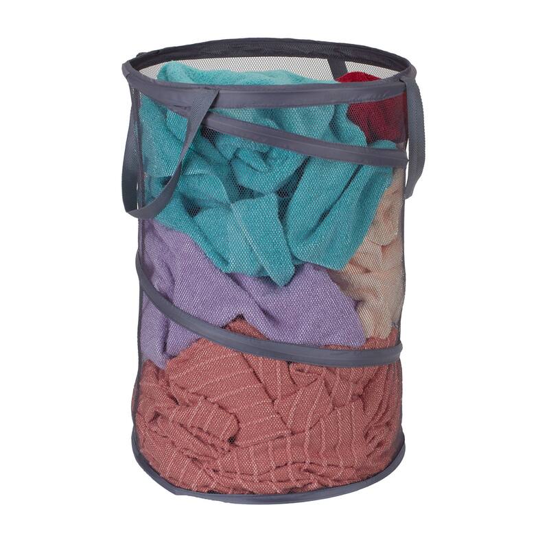 Household Essentials Pop-Up Mesh Laundry Hamper, Charcoal