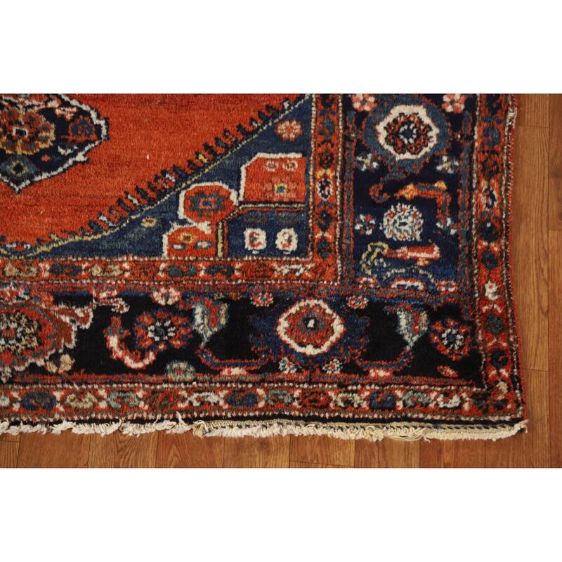 Hand Knotted Oriental 100% Wool Carpet Traditional Medallion Oranges & Rust Malayer Area Rug - 8' 0'' X 4' 6''