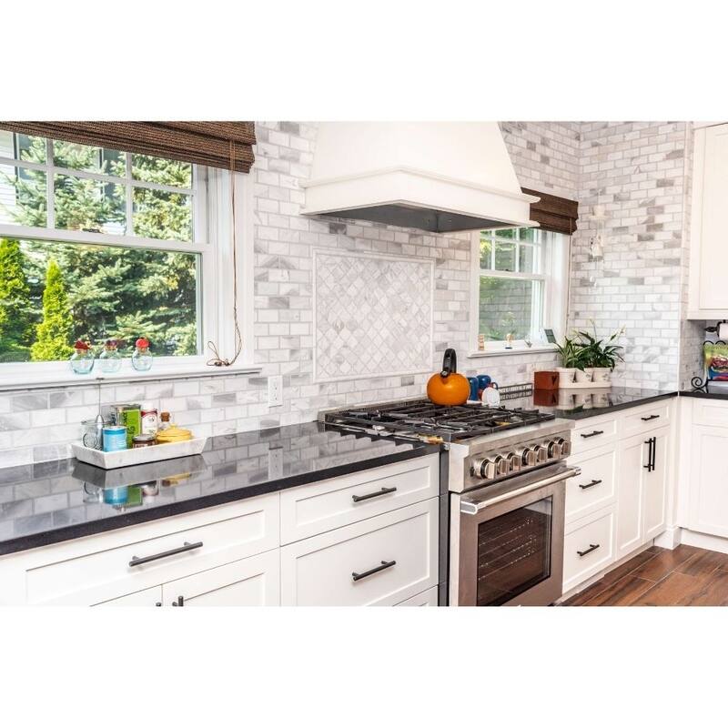 Santorini Beveled 2in x 4in Brick Marble Backsplash Wall Tile