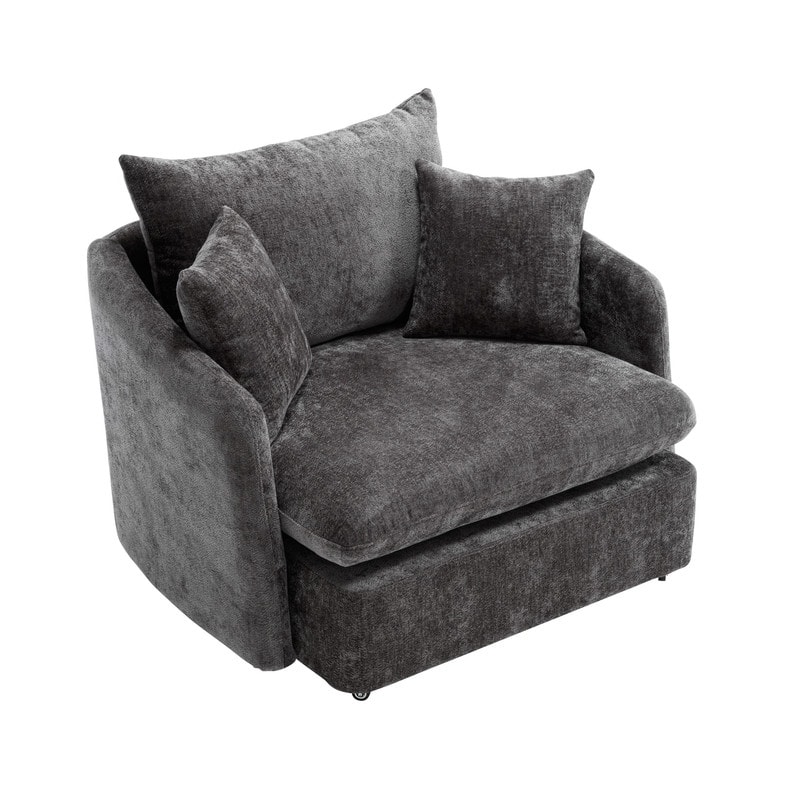 46" Chenille Upholstered Sofa Swivel Chair
