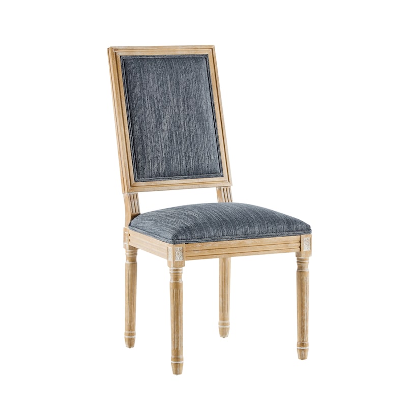 [Set of 6] French Country Dining Chairs-Elegant Cane Backrest & Upholstered Seats with Fluted Legs - Solid Rubberwood Frame