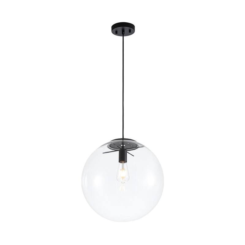 Minimalism Single-Light Clear Glass Globe Pendant - 15.7 in