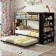 preview thumbnail 1 of 10, Metal Twin Size Metal Loft Bed Bunk Bed with Drawers,big bookshelf Black