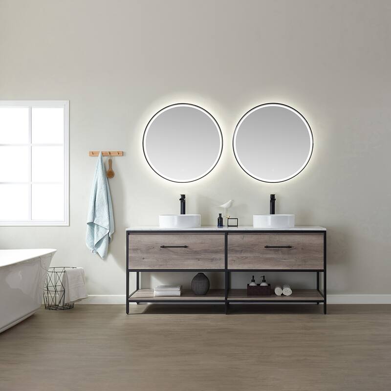 Murcia 72" Vanity with Countertop and vessel sink With Mirror