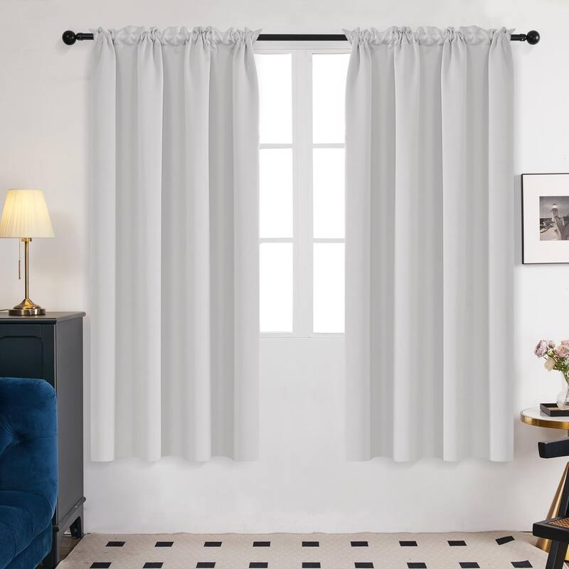 Deconovo Solid Rod Pocket Curtain Panel Pair, Set of 4 Panels